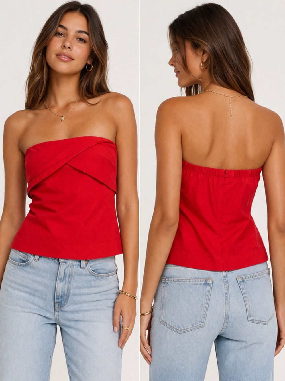 J.Crew Red Strapless Top Size 2 – 4th of July Outfit Tube Top Summer